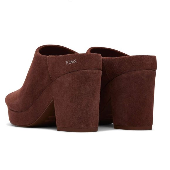 🌸 TOMS Florence Chestnut Suede Platform Heel NIB - Picture 5 of 9